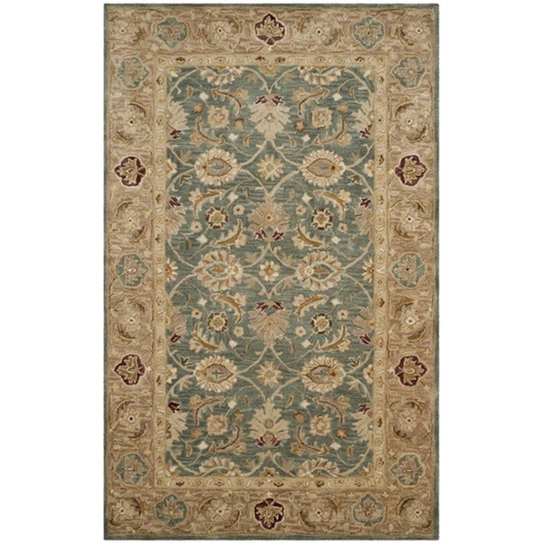 Safavieh 2 ft.-3 in. x 10 ft. Rectangle Antiquity Hand Tufted Rug, Teal Blue and Taupe AT849B-210